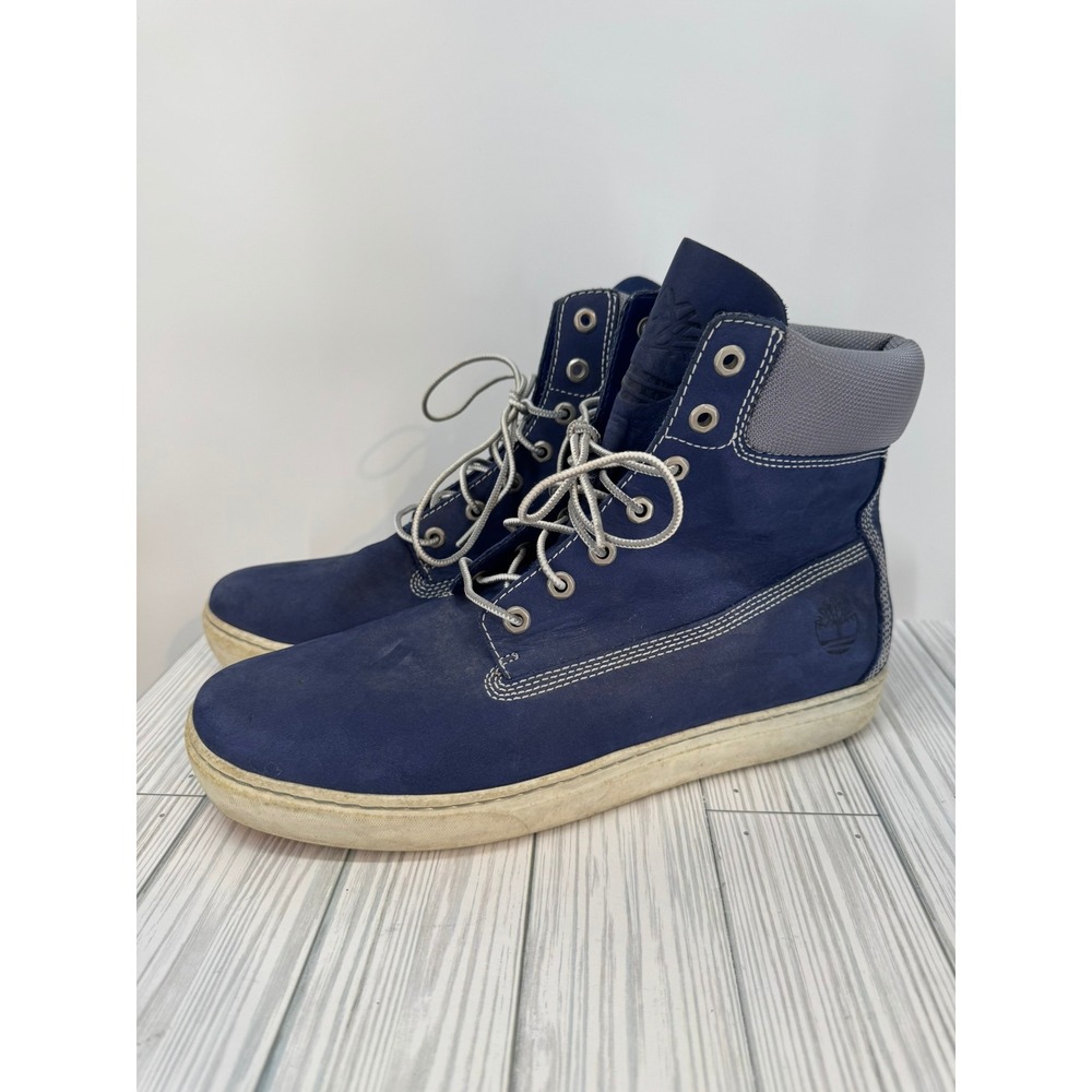 Mens Timberland Sneakers Leather Lace‎ Up Ankle High Top Blue Grey Shoes Sz 11.5